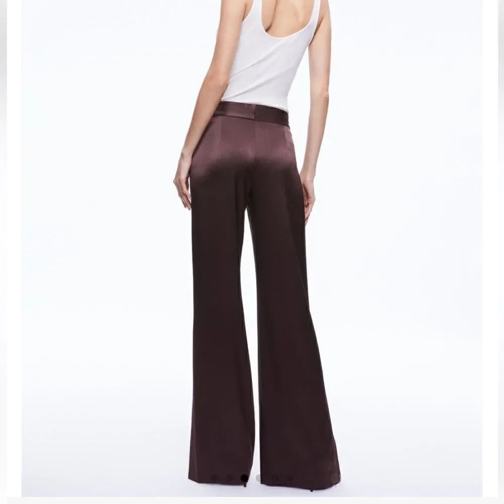 Alice + Olivia Women's JC WIDE LEG SIDE SLIT PANT Pants size 8  $395 - Picture 4 of 8
